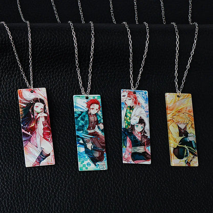 Japanese Anime Demon Slayer Necklace Kamado Tanjiro Pendant Acrylic Accessories Wholesale Cosplay Jewelry Gift for Fans