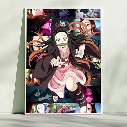 Demon Slayer Nezuko Kamado Cartoon Poster HD Art Sticky Wall Waterproof Home Living Room Bedroom Bar Aesthetic Decoration