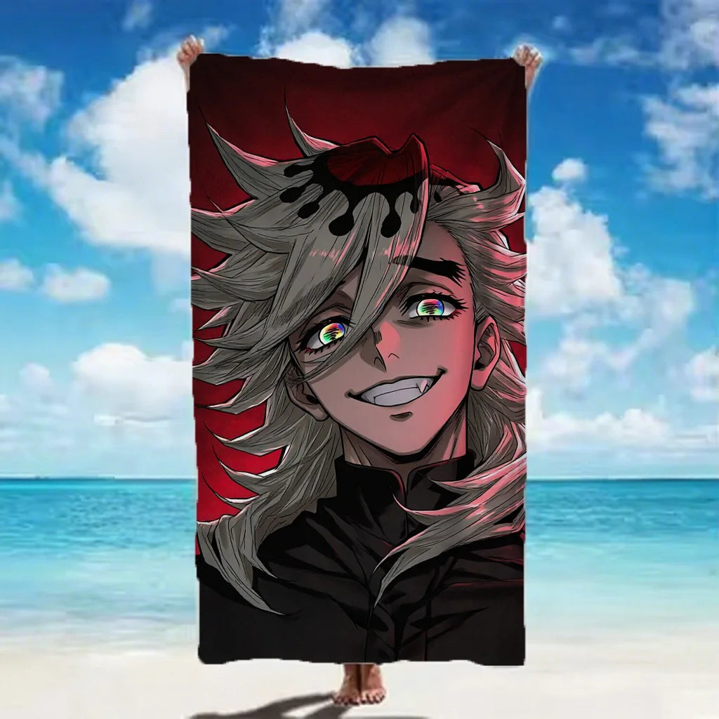 Classic Demon Slayer printed 2026 Beach Towel skin friendly portable towel for beach bathing camping and household daily use