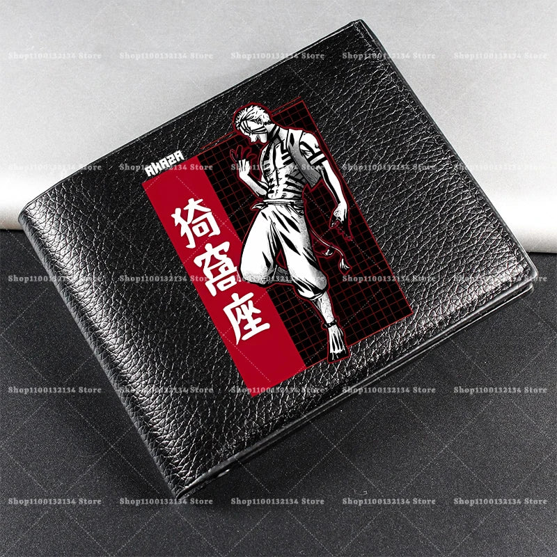 Demon Slayer Man Wallet Anime Print Short Wallets Portable Card Pack Fashion Zipper Coin Purse Adult Card Holder Male Money Bag