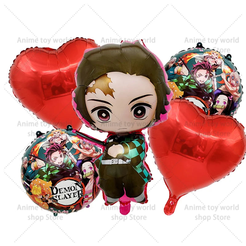 Demon Slayer Boy Foil Balloon Party Decoration Anime Cartoon Figure Decorative Ballons Photo Props Ornaments Toy Birthday Gift