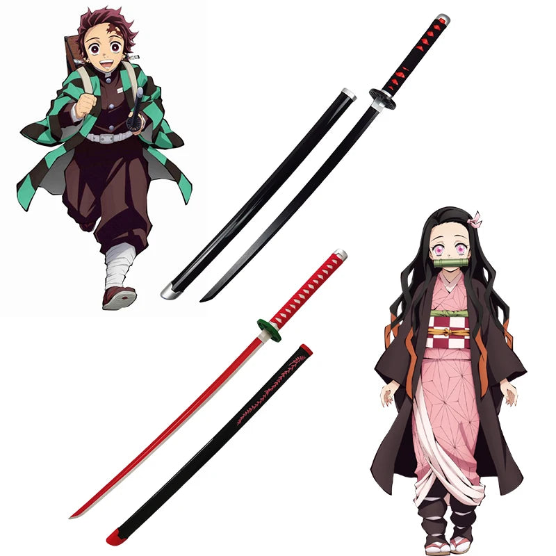72/104cm Demon Slayer Sword Anime Kimetsu No Yaiba Cosplay Prop Tanjirou Shinobu Real Size Japanese Katana Samurai Sabre Gift