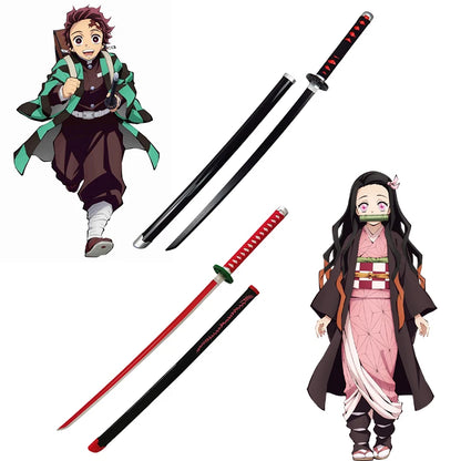 72/104cm Demon Slayer Sword Anime Kimetsu No Yaiba Cosplay Prop Tanjirou Shinobu Real Size Japanese Katana Samurai Sabre Gift