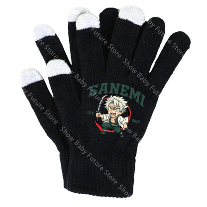 19CM Adult Gloves Demon Slayer Infinity Castle Boys Gloves Cartoon Tanjirou Screen Gloved Winter Anime Kids Birthday Cute Gifts