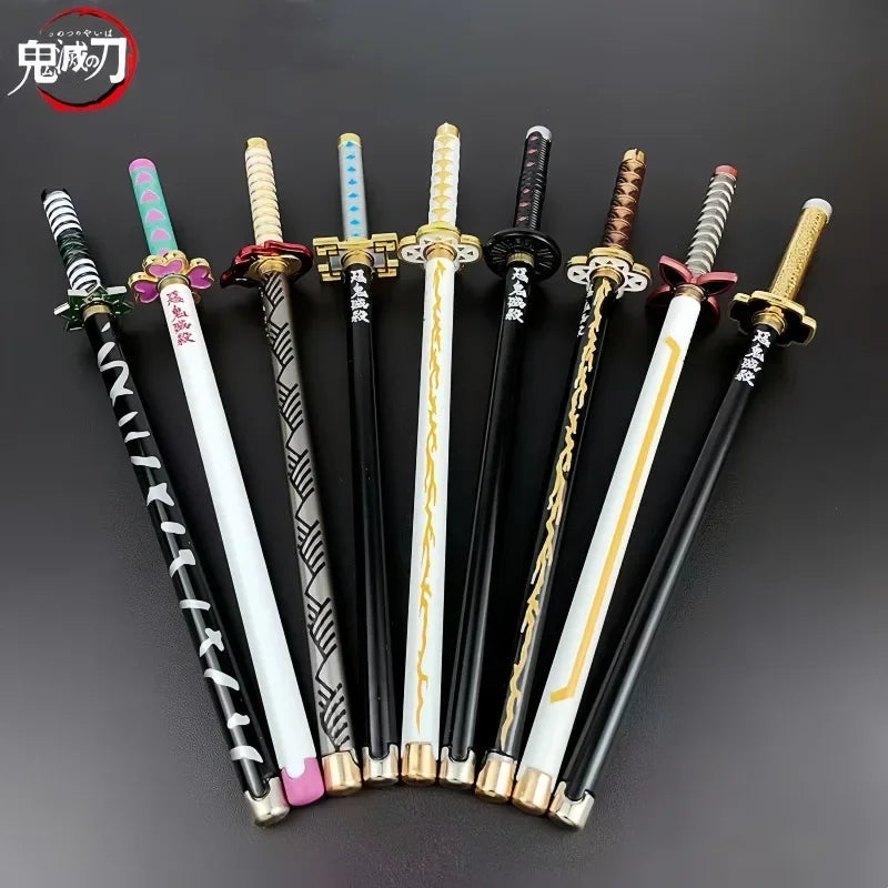 New 17 Styles Japan Anime Demon Slayer Model Gel Pen 0.5mm Black Refill Cosplay Prop Kid Student Gift SlayerWeapon Sword