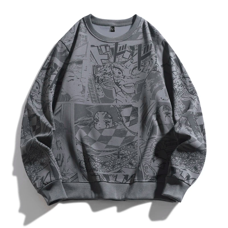 Demon Killer Hoodie Japanese Anime Plus Size 6XL 7XL 8XL Men's and Women's Round Neck Harajuku Casual Long-sleeved T-shirt