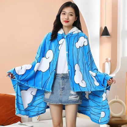 Demon Slayer Blanket Plaid Anime Kimetsu No Yaiba Cosplay Prop Tanjirou Custom Women Pajamas Shinobu Adult Bathrobe Shawl Gown