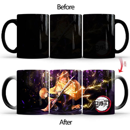 Demon Slayer Discoloration Mug Kimetsu No Yaiba Color Changing Cup Anime Ceramic Coffee Cup Heat Sensitive Milk Tea Mugs Novelty