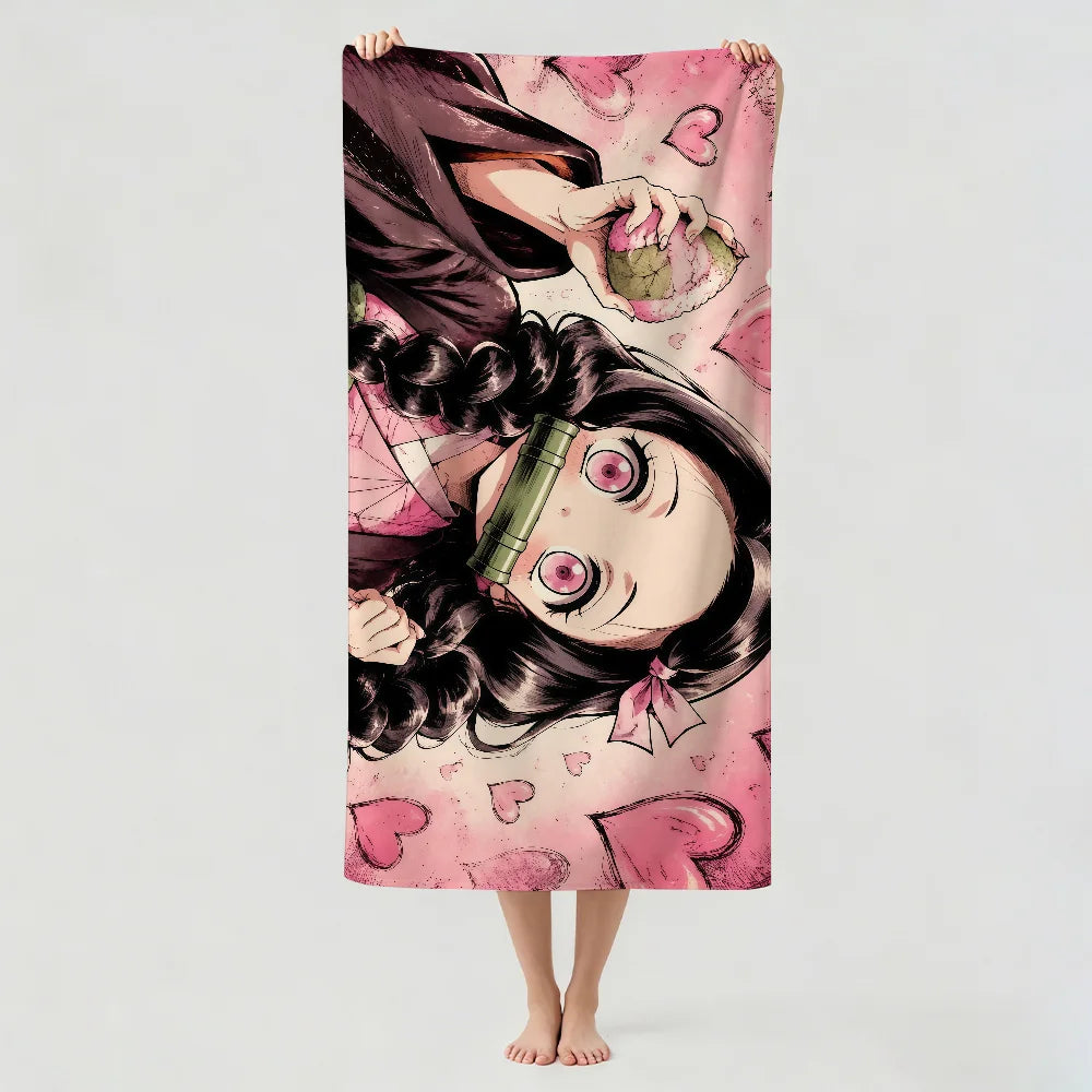 Anime D-Demon S-Slayer  Towel Drying Bath Towel Applicable To Light Swimming Camping Yoga Beach Out