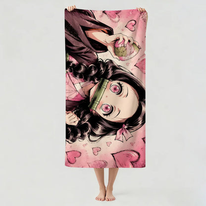 Anime D-Demon S-Slayer  Towel Drying Bath Towel Applicable To Light Swimming Camping Yoga Beach Out