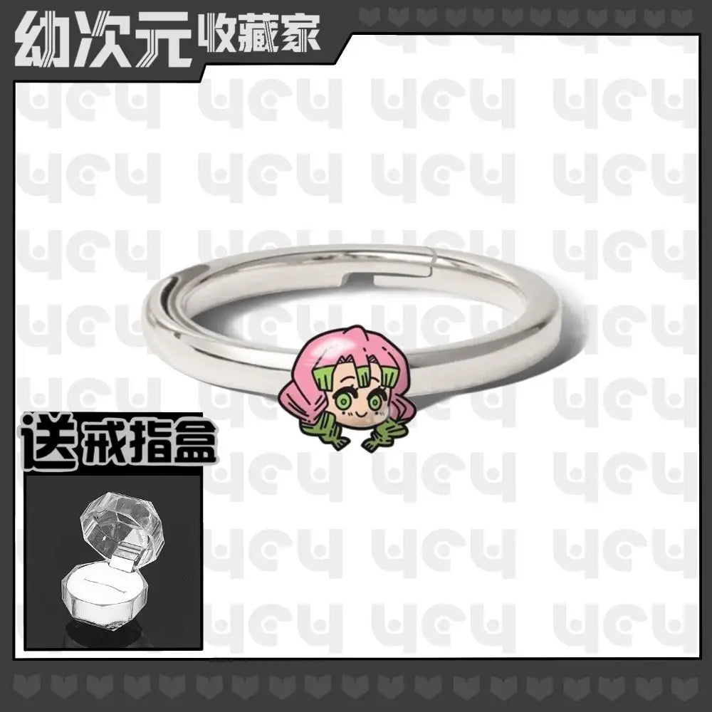 Demon Slayer Douma Tokitou Muichirou Tomioka Giyuu 2D Ring Fashion Personalized Cosplay Accessories Anime Original Niche Gift