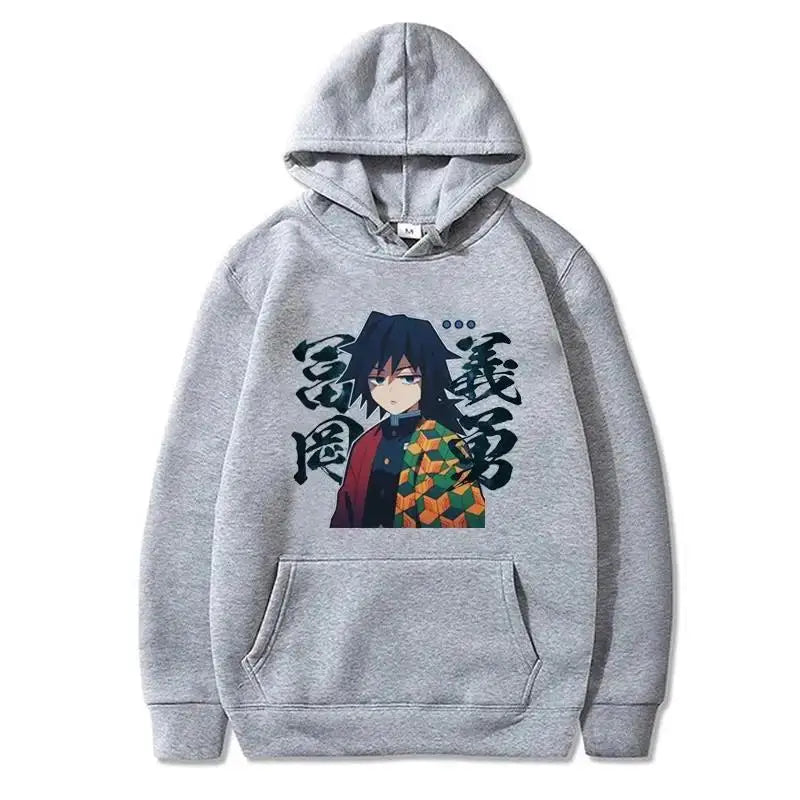 Japanese anime Demon Slayer Tomioka Giyuu pattern printed men's hoodie long-sleeved sweatshirt Unisex streetwear