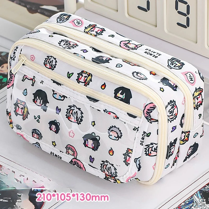 Demon Slayer Anime Kawaii Stationery Holder Bag Pen Case Students School Supplies Cartoon Cute Simple Style Stationery Box