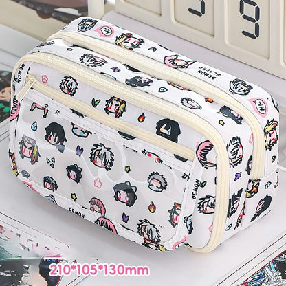 Demon Slayer Anime Kawaii Stationery Holder Bag Pen Case Students School Supplies Cartoon Cute Simple Style Stationery Box