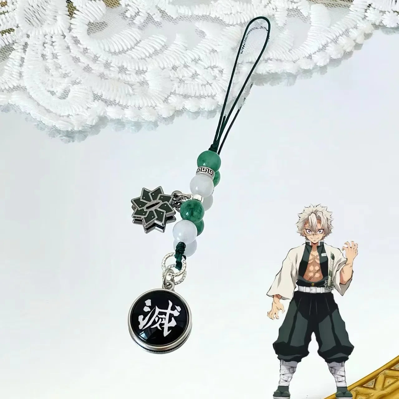 Anime Demon Slayer Periphery Hand Rope Tanjiro Kamado Giyu Tomioka Kyojuro Rengoku 15 styles Keychain Decorations Christmas Gift