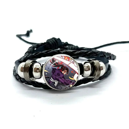 Kokushibo Anime Figure Leather Bracelets Cosplay Eyes Cartoon Horror Multilayer Braided Bracelets Bangles Handmade Jewelry Gifts