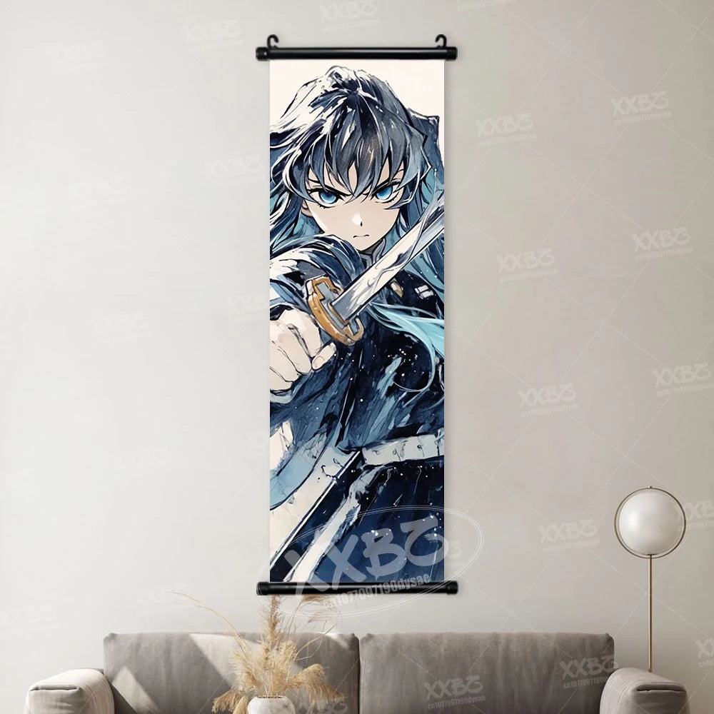 Demon Slayer Poster Home Decor Hashibira Inosuke Canvas Scrolls Picture Agatsuma Zenitsu Wall Art Kamado Nezuko Hanging Painting