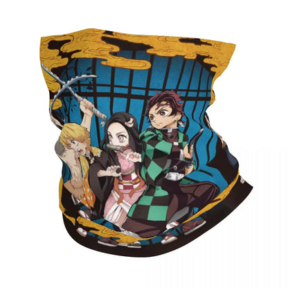 Custom Manga Demon Slayer Bandana Neck Gaiter for Hiking Camping Men Women Wrap Scarf Kimetsu No Yaiba Balaclava Warmer