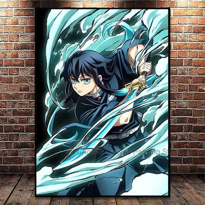 Japanese Anime Demon Slayer Wall Art Poster Nezuko and Tanjiro Home Decor Prints Living Room Bedroom Canvas Painting Mural Gifts