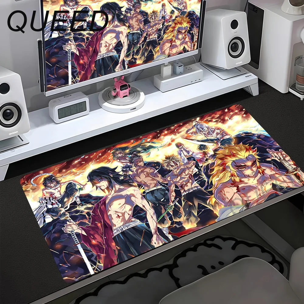 HD Printing Computer Gaming Locking Edge Non-slip Mouse Pad New Cool Anime Demon Slayer Mousepad Keyboard PC Lockrand Desk Mats