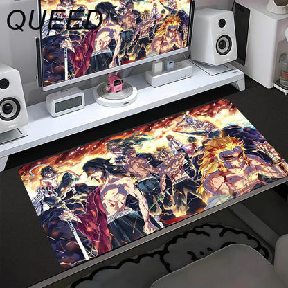 HD Printing Computer Gaming Locking Edge Non-slip Mouse Pad New Cool Anime Demon Slayer Mousepad Keyboard PC Lockrand Desk Mats