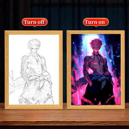 Anime Figure Light Painting Photo Frame USB Night Light Tanjirou Nezuko Zenitsu Action Led Lamps Bedroom Decor Chirstmas Gifts