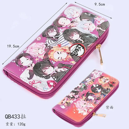 Demon Slayer Anime Cartoon Wallet Kimetsu No Yaiba Tanjirou Nezuko Zenitsu Giyuu Character Printing Zipper Wallet Birthday Gift