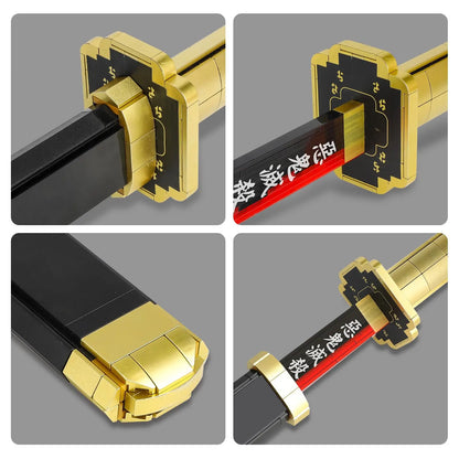 Demon Slayer Yoriichi Tsugikuni Nichirin Sword Building Blocks 1:1 Replica Katana with Stand Collectible Gift for Anime Fans