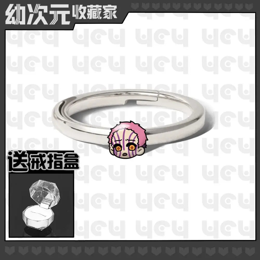Demon Slayer Douma Tokitou Muichirou Tomioka Giyuu 2D Ring Fashion Personalized Cosplay Accessories Anime Original Niche Gift