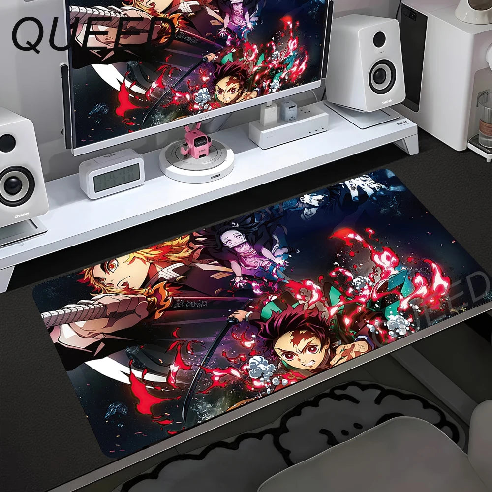 HD Printing Computer Gaming Locking Edge Non-slip Mouse Pad New Cool Anime Demon Slayer Mousepad Keyboard PC Lockrand Desk Mats