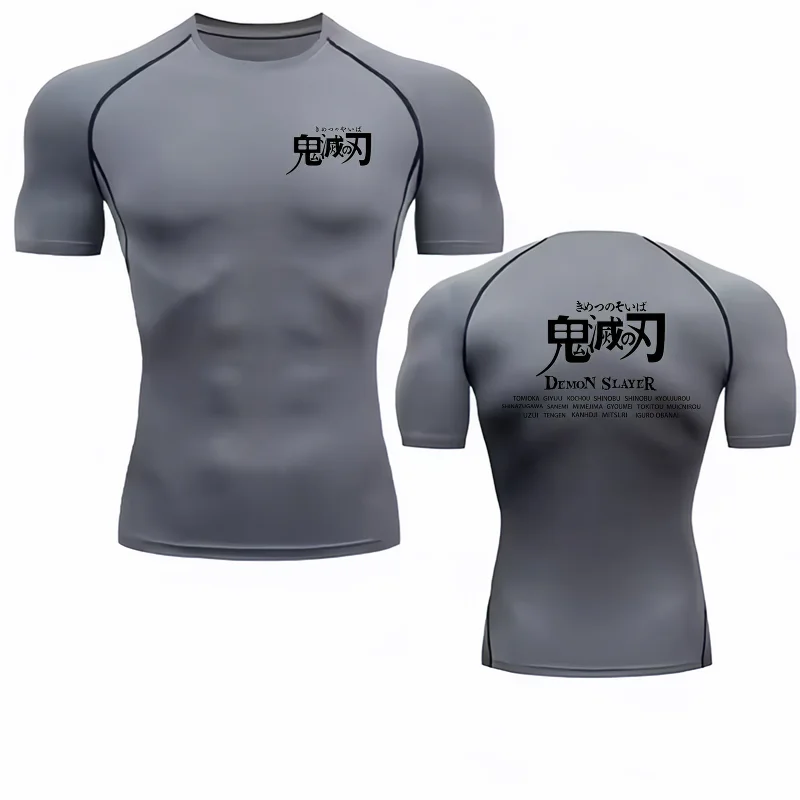 Bandai Demon Slayer Men T-shirt Hashira Names Print Compression Fitness Gym QuickDry SportT ShirtComfortableBreathableStreetwear