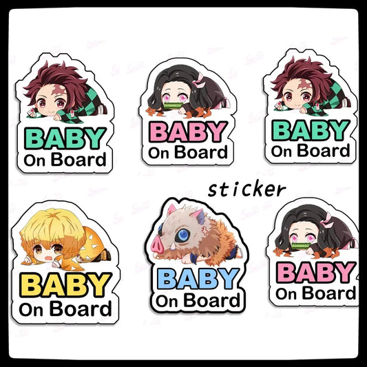 demon slayer   Anime Nezuko Car Reflective Phone Stickers - Wholesale of Safety Deceleration Car Stickers   12x14cm