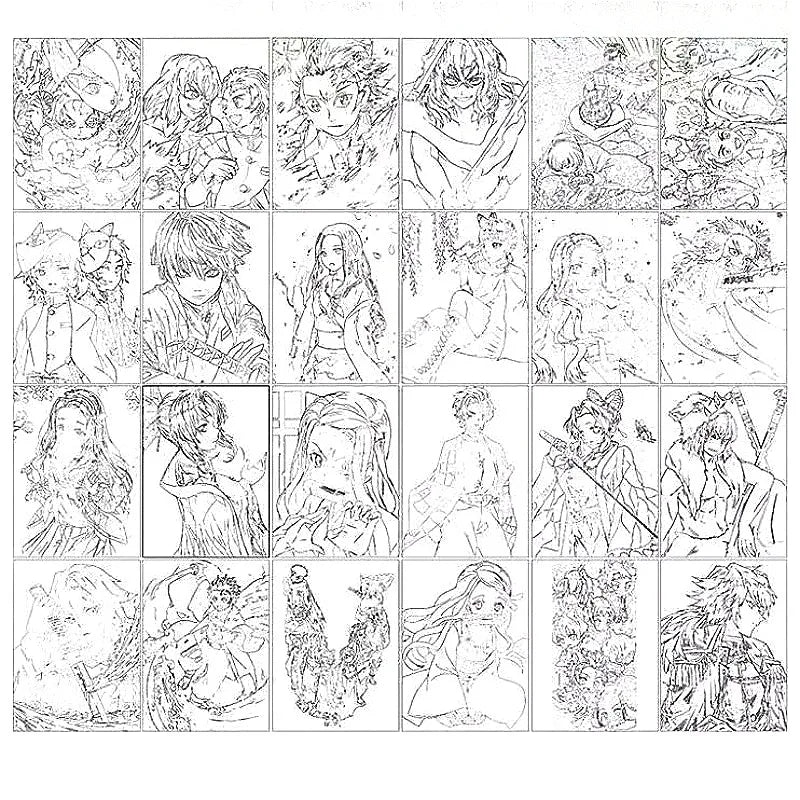 24pcs DEMON SLAYER Characters Colorful Cartoon Art Book for Drawing and Improving Your Skills