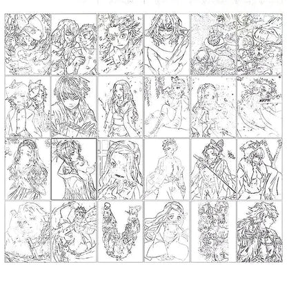 24pcs DEMON SLAYER Characters Colorful Cartoon Art Book for Drawing and Improving Your Skills