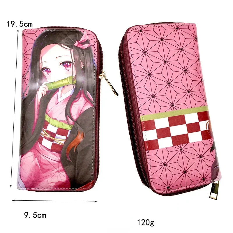 Demon Slayer Anime Cartoon Wallet Kimetsu No Yaiba Tanjirou Nezuko Zenitsu Giyuu Character Printing Zipper Wallet Birthday Gift