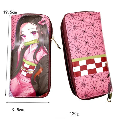 Demon Slayer Anime Cartoon Wallet Kimetsu No Yaiba Tanjirou Nezuko Zenitsu Giyuu Character Printing Zipper Wallet Birthday Gift