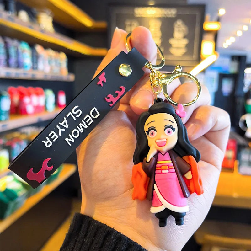 41 Styles Demon Slayer Kimetsu No Yaiba Blade of Ghost Keychain Cute Characters Bag Decor Car Key Chain Ring Fans Gift