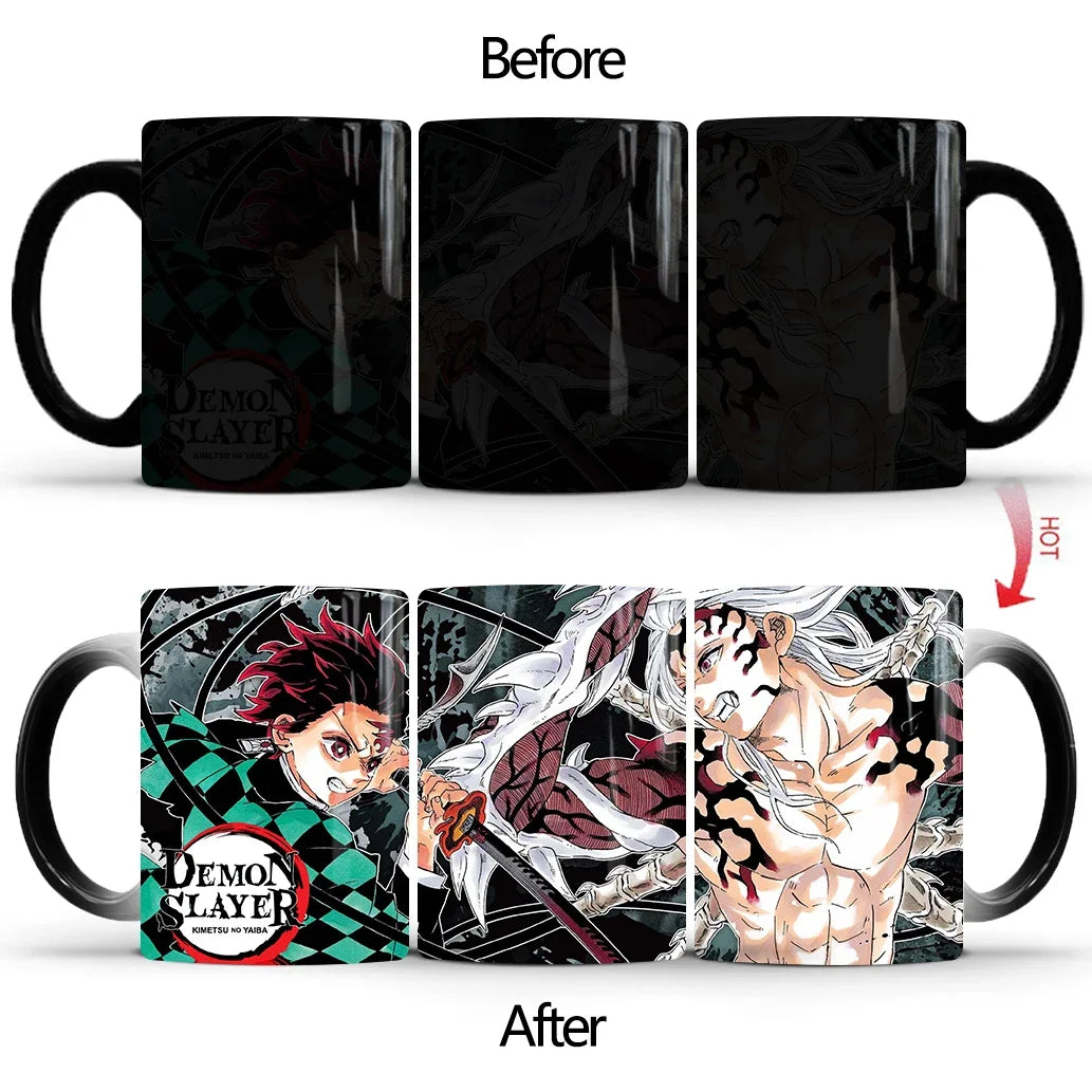 Demon Slayer Discoloration Mug Kimetsu No Yaiba Color Changing Cup Anime Ceramic Coffee Cup Heat Sensitive Milk Tea Mugs Novelty