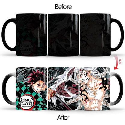 Demon Slayer Discoloration Mug Kimetsu No Yaiba Color Changing Cup Anime Ceramic Coffee Cup Heat Sensitive Milk Tea Mugs Novelty
