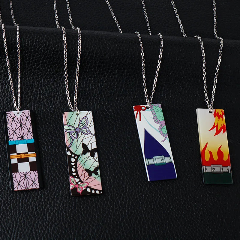 Japanese Anime Demon Slayer Necklace Kamado Tanjiro Pendant Acrylic Accessories Wholesale Cosplay Jewelry Gift for Fans