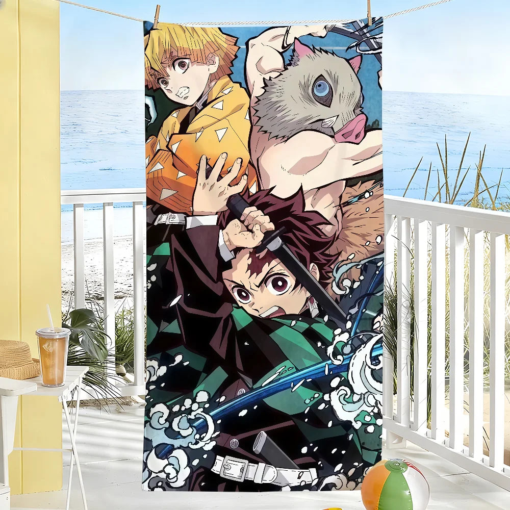 Anime D-Demon S-Slayer  Towel Drying Bath Towel Applicable To Light Swimming Camping Yoga Beach Out