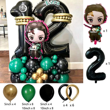 Premium Demon Slayer Theme Balloon Arch Garland Kit Anime Balloon Chain Set Birthday Party Baby Shower Decor
