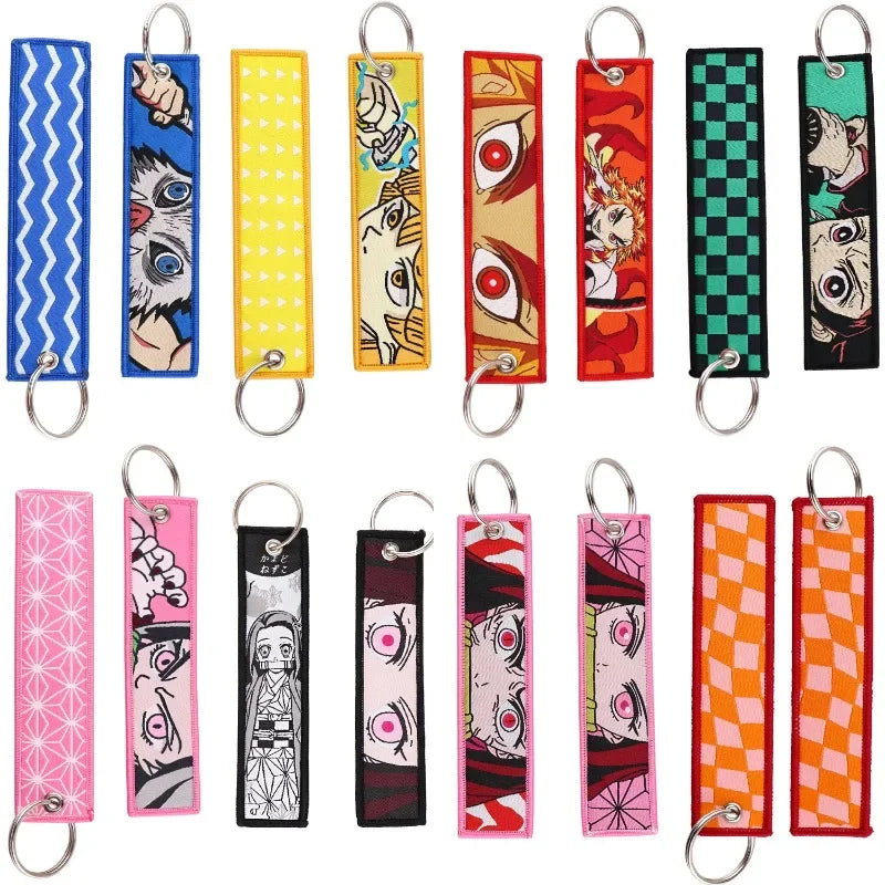 Anime Demon Slayer Blade Weaving Mark Keychain Trendy Fashion Hanging Rope Devil Access Control Pendant Office ID Pendant Gift
