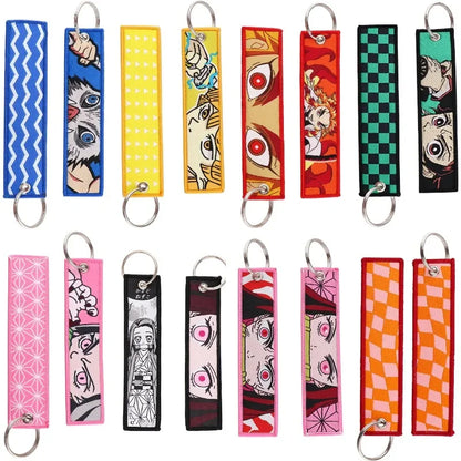 Anime Demon Slayer Blade Weaving Mark Keychain Trendy Fashion Hanging Rope Devil Access Control Pendant Office ID Pendant Gift