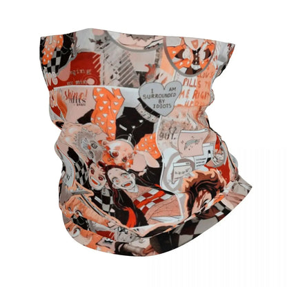 Custom Manga Demon Slayer Bandana Neck Gaiter for Hiking Camping Men Women Wrap Scarf Kimetsu No Yaiba Balaclava Warmer