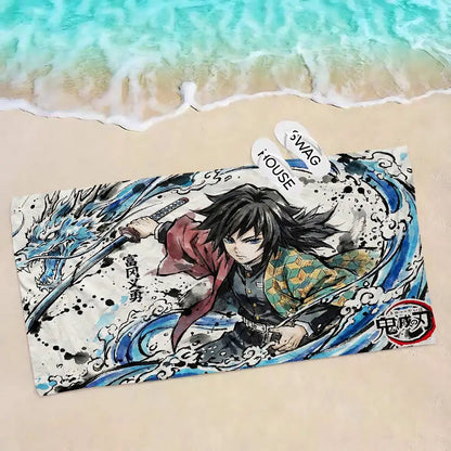 Anime D-DemonS Slayer Microfiber Blanket Quick Drying Beach Towels Oversized Printing Super Absorbent Pool Towel Blanket