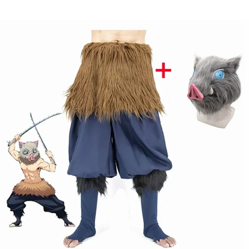 Hashibira Inosuke Anime Cosplay Costume Pig Mask Pants Outfit for Halloween Carnival Party Clothes For Men