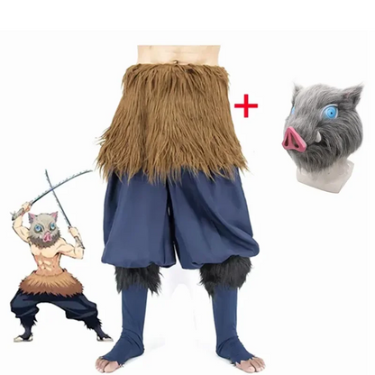 Hashibira Inosuke Anime Cosplay Costume Pig Mask Pants Outfit for Halloween Carnival Party Clothes For Men