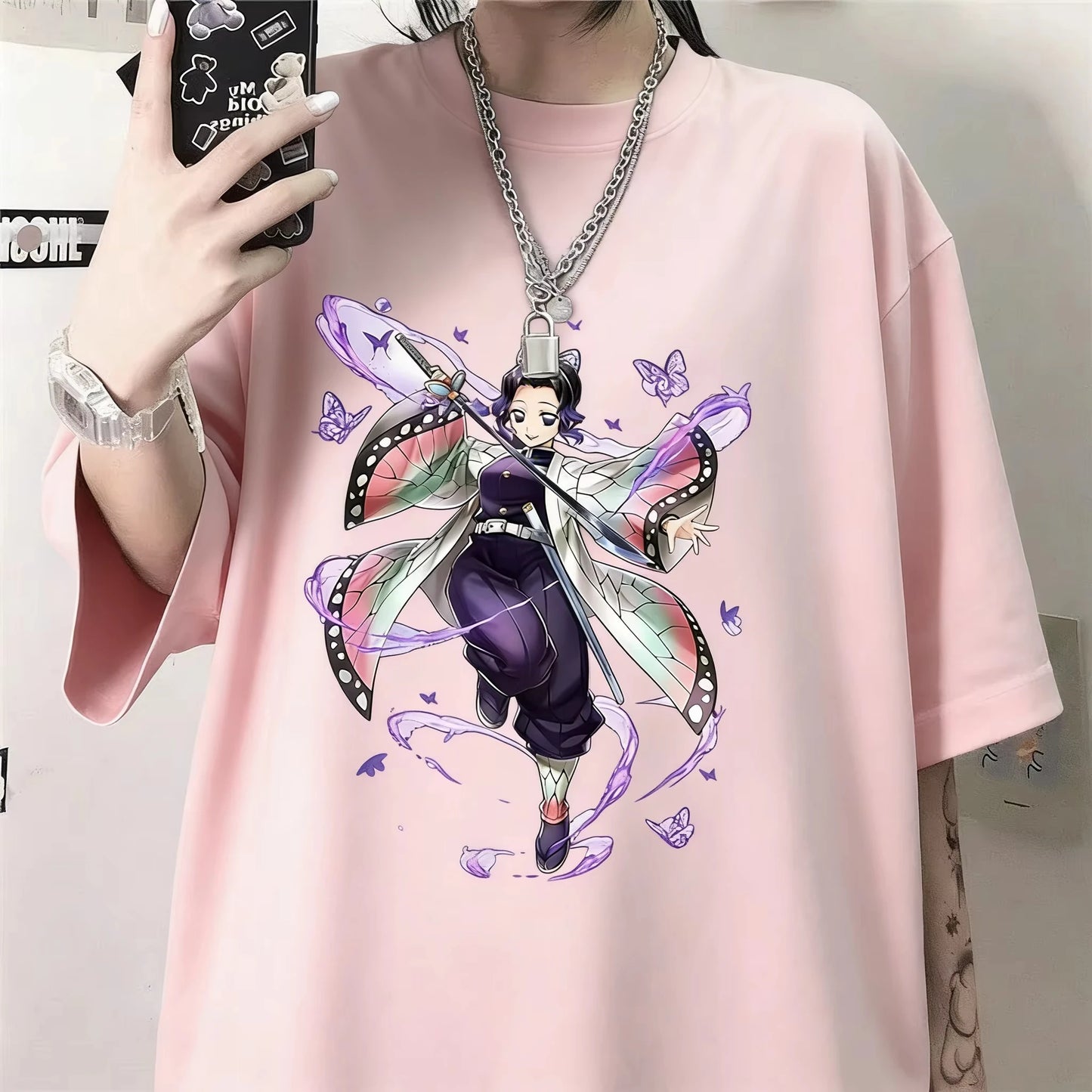 Summer Demon Slayer Shinobu Anime Printed T-shirt  Men Women Fashion Y2K Top Harajuku Style 2026 New Men's Clothing T Shirt