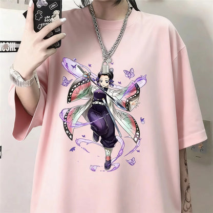 Summer Demon Slayer Shinobu Anime Printed T-shirt  Men Women Fashion Y2K Top Harajuku Style 2026 New Men's Clothing T Shirt